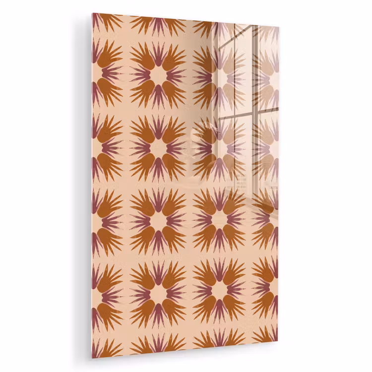 Glas schilderij - Ornament - Patroon - Oker — 1
