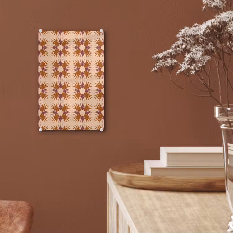Glas schilderij - Ornament - Patroon - Oker — 6