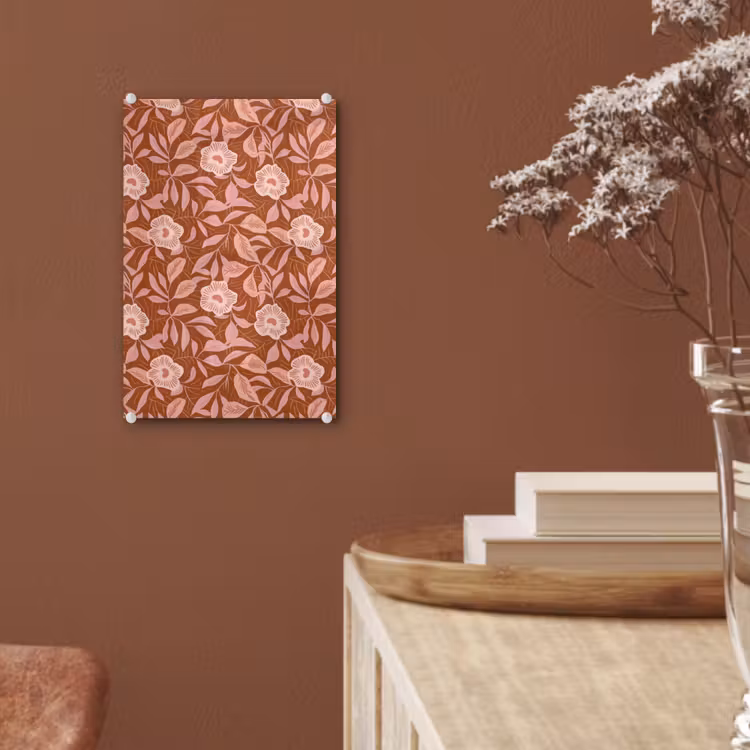 Glas schilderij - Patroon - Bladeren - Terracotta — 6