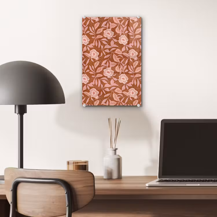 Glas schilderij - Patroon - Bladeren - Terracotta — 7