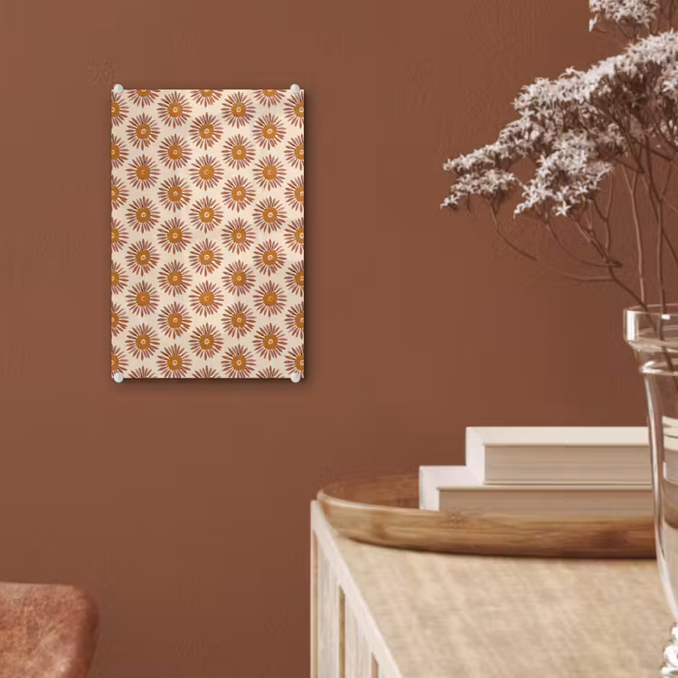 Glas schilderij - Patroon - Retro - Bruin — 6