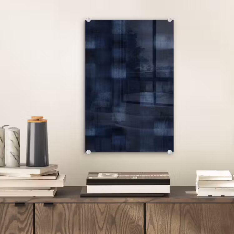 Glas schilderij - Patroon - Ruit - Marineblauw — 2