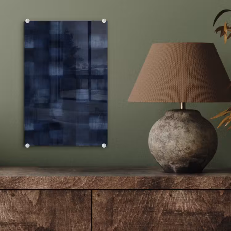 Glas schilderij - Patroon - Ruit - Marineblauw — 4