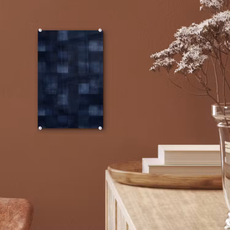 Glas schilderij - Patroon - Ruit - Marineblauw — 6