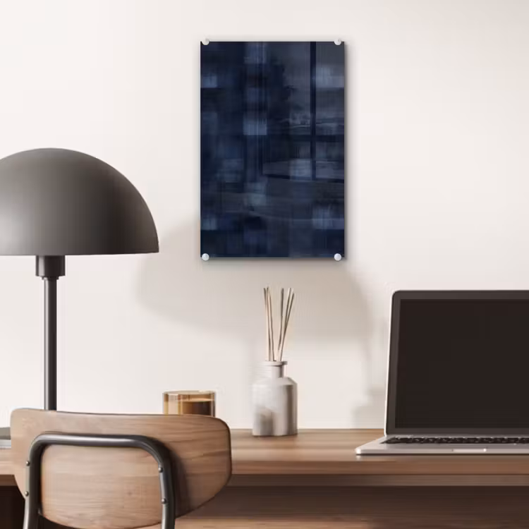 Glas schilderij - Patroon - Ruit - Marineblauw — 7
