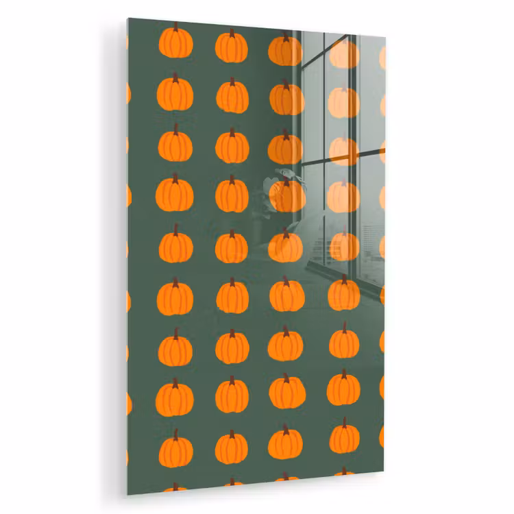 Glas schilderij - Pompoen - Patroon - Oranje — 1