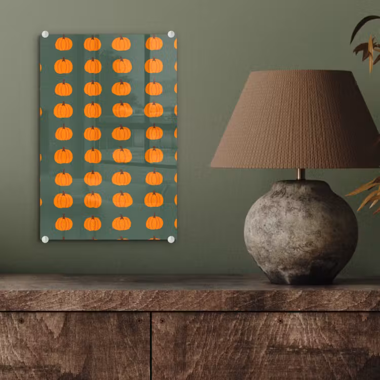 Glas schilderij - Pompoen - Patroon - Oranje — 4