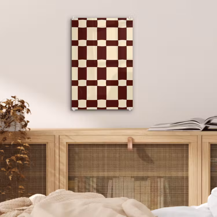 Glas schilderij - Retro - Patroon - Bruin — 5