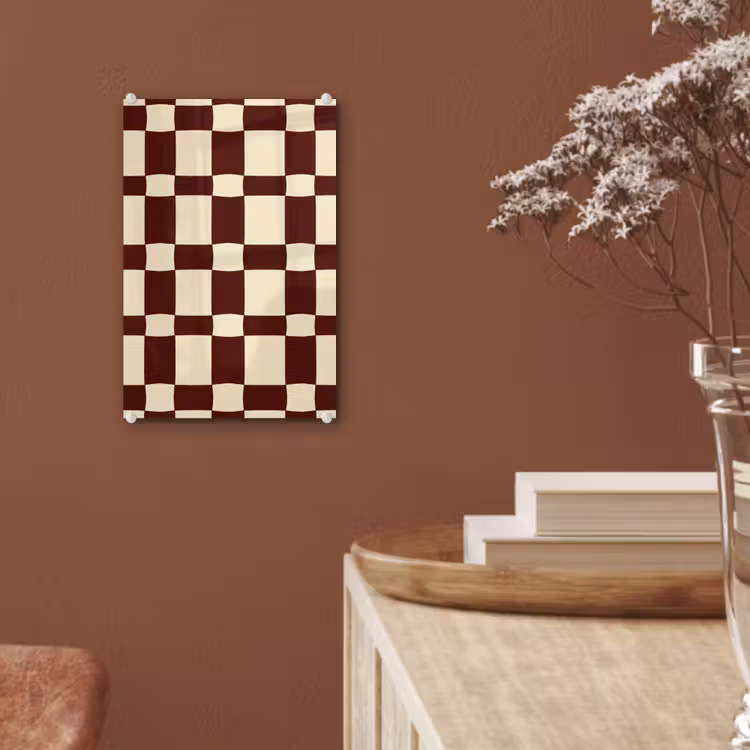 Glas schilderij - Retro - Patroon - Bruin — 6