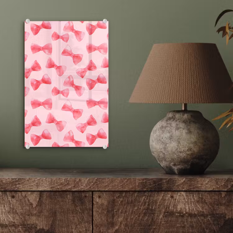 Glas schilderij - Strikken - Aquarel - Roze — 4