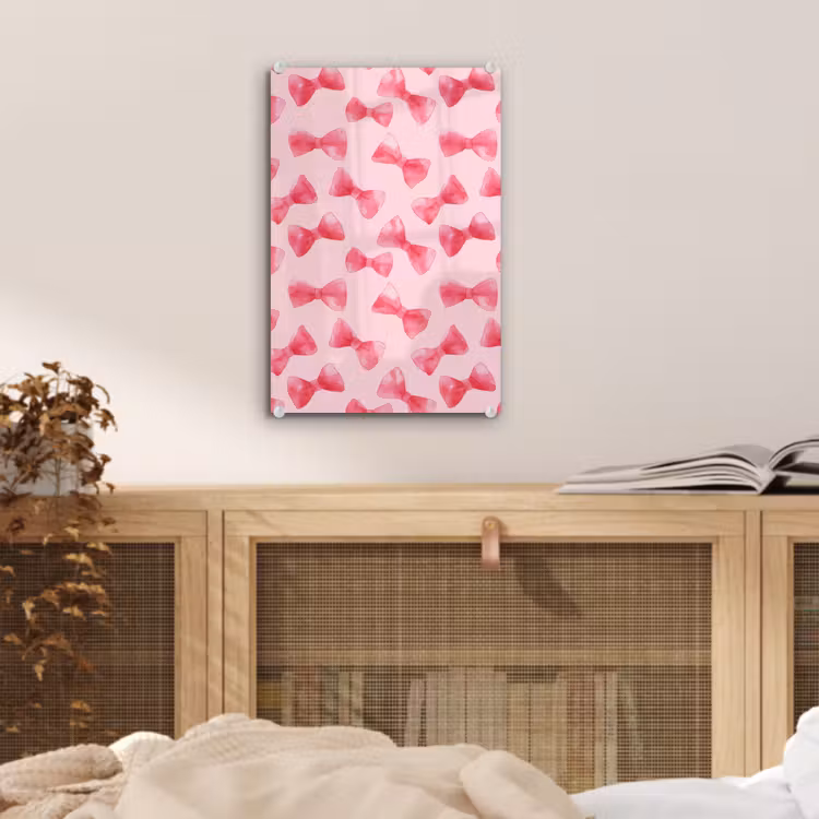 Glas schilderij - Strikken - Aquarel - Roze — 5