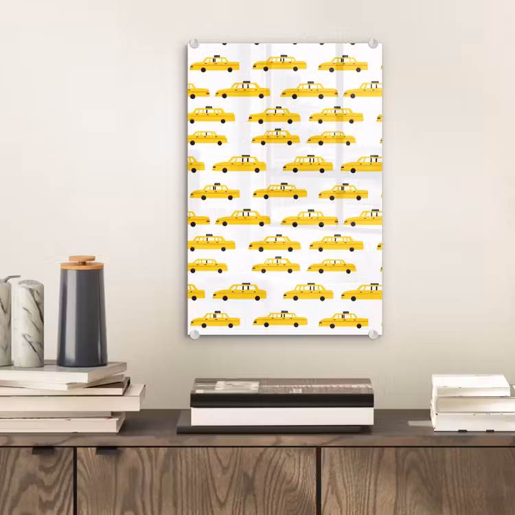 Glas schilderij - Taxi - Iconisch - Geel — 2