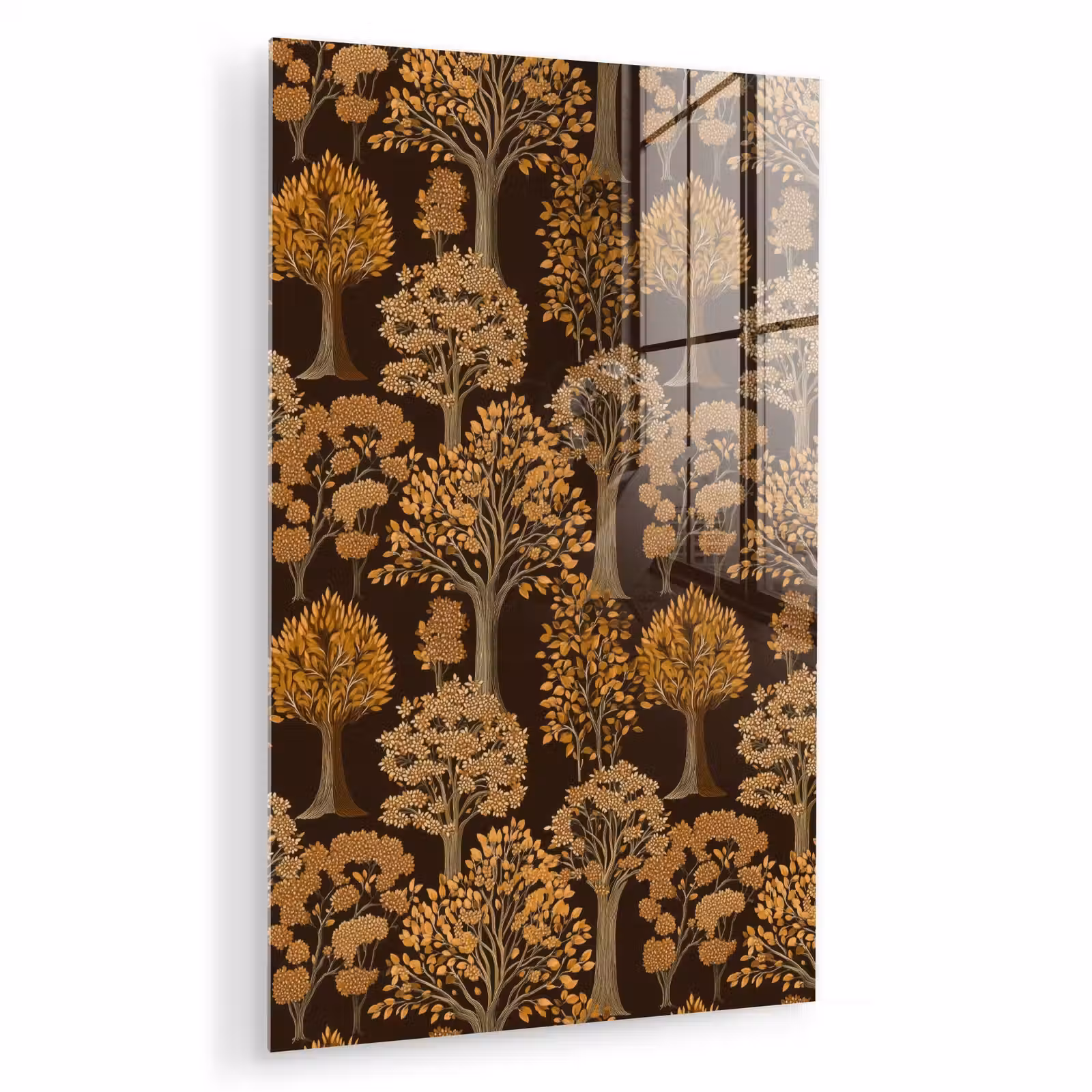 Glas schilderij - Bomen - Patroon - Bruin — 1