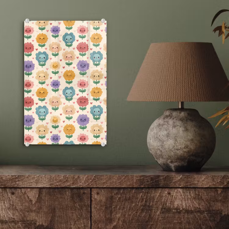 Glas schilderij - Bloemen - Hartjes - Kleurrijk — 4