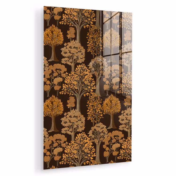 Glas schilderij - Bomen - Patroon - Bruin — 1