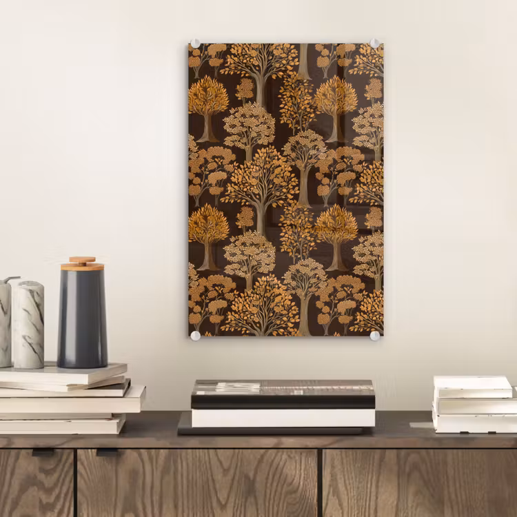 Glas schilderij - Bomen - Patroon - Bruin — 2