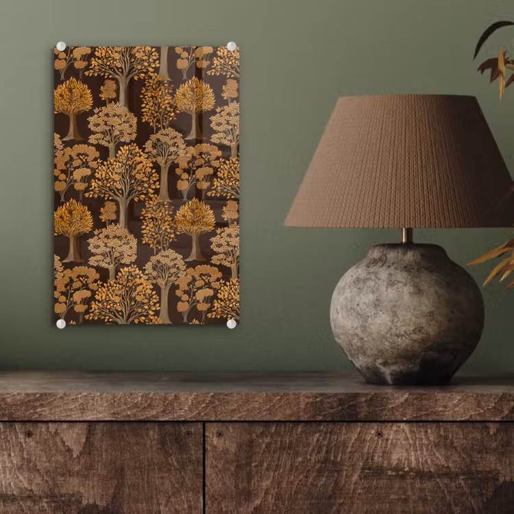 Glas schilderij - Bomen - Patroon - Bruin — 4