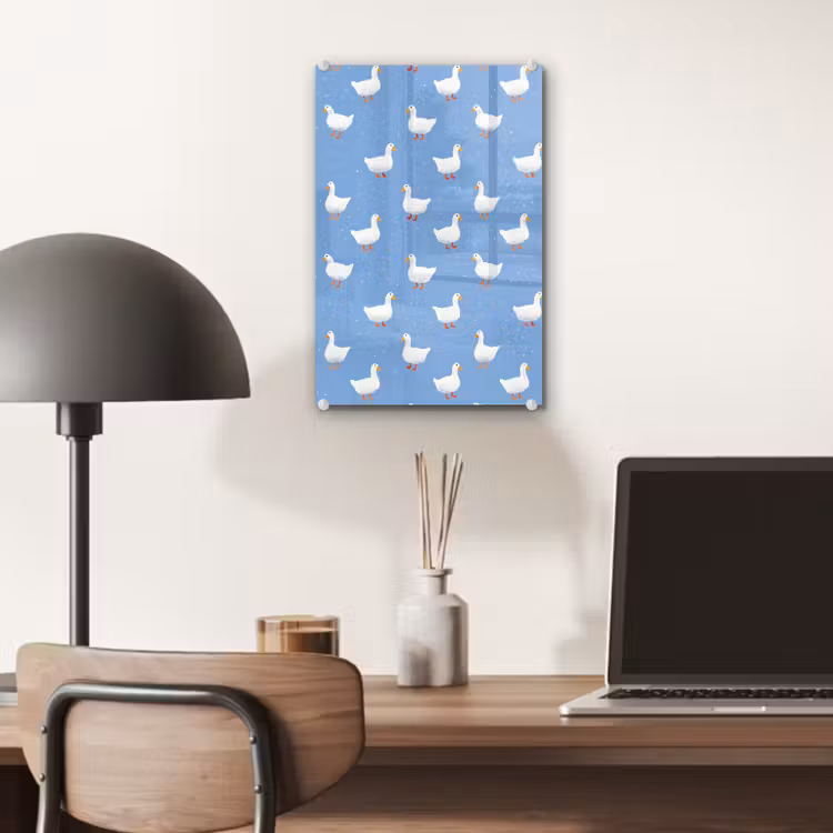 Glas schilderij - Ganzen - Elegant - Blauw — 7