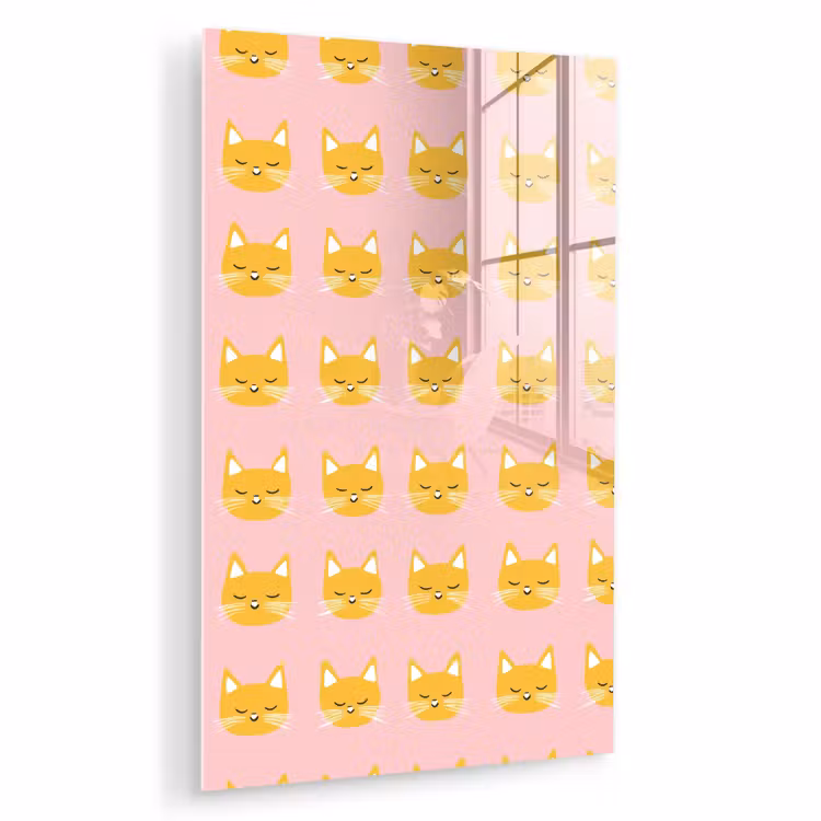 Glas schilderij - Katten - Patroon - Roze — 1