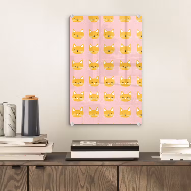 Glas schilderij - Katten - Patroon - Roze — 2