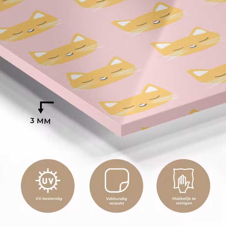 Glas schilderij - Katten - Patroon - Roze — 3