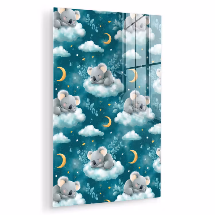 Glas schilderij - Koala's - Betoverend - Blauw — 1
