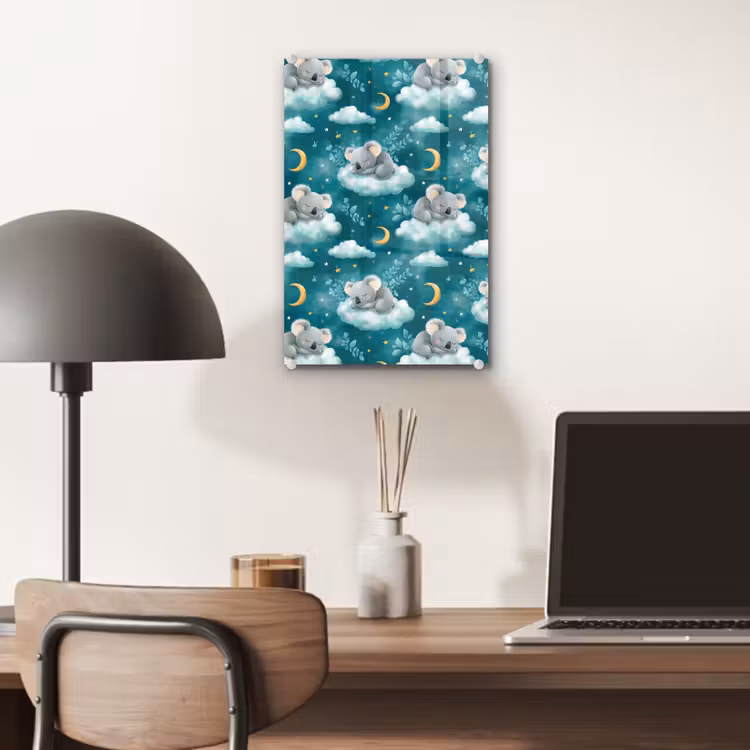 Glas schilderij - Koala's - Betoverend - Blauw — 7