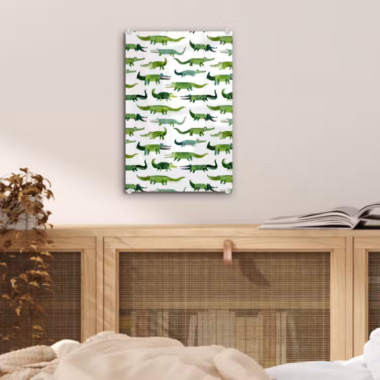 Glas schilderij - krokodillen - Speels - Groen — 5