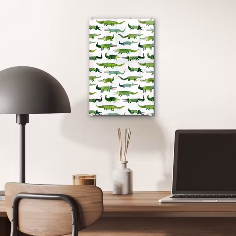 Glas schilderij - krokodillen - Speels - Groen — 7