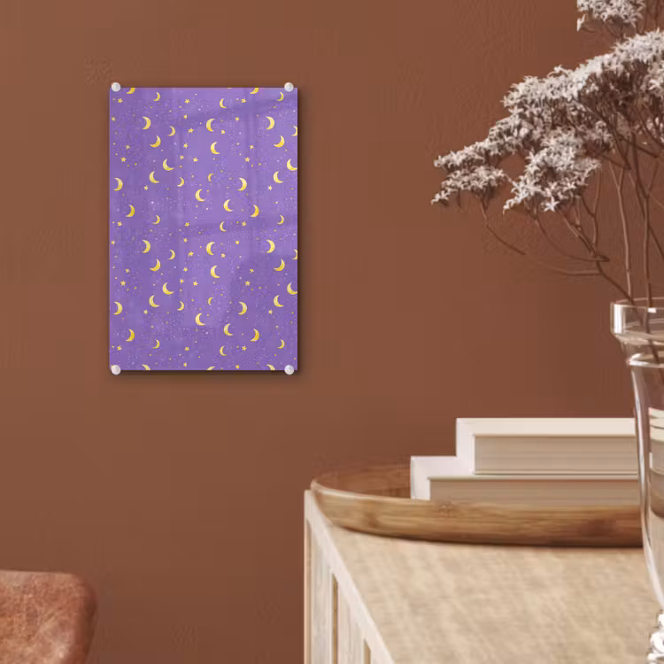 Glas schilderij - Manen - Sterren - Paars — 6