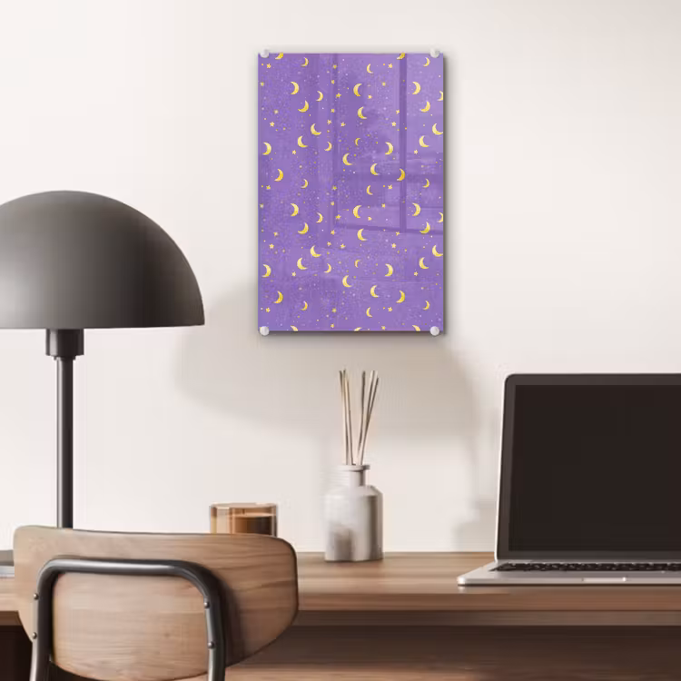 Glas schilderij - Manen - Sterren - Paars — 7
