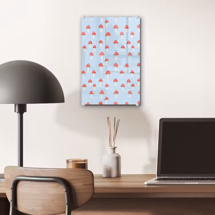 Glas schilderij - Paddenstoel -Sprookje - Blauw — 7