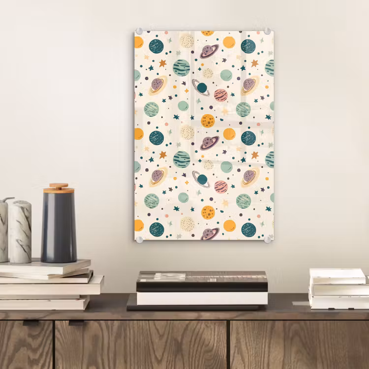 Glas schilderij - Planeten - Retro - Kleurrijk — 2