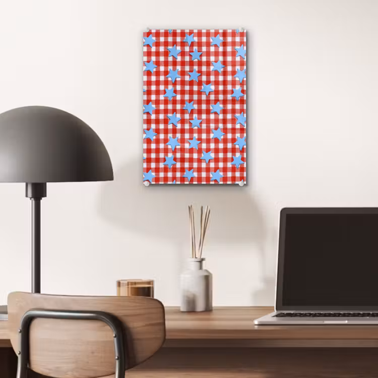 Glas schilderij - Ruit - Sterren - Rood — 7