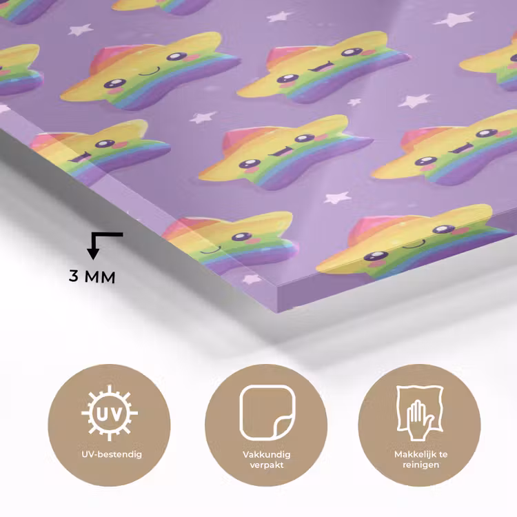 Glas schilderij - Sterren - Regenboog - Paars — 3