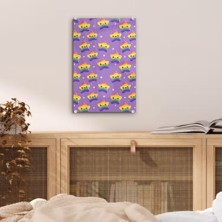 Glas schilderij - Sterren - Regenboog - Paars — 5