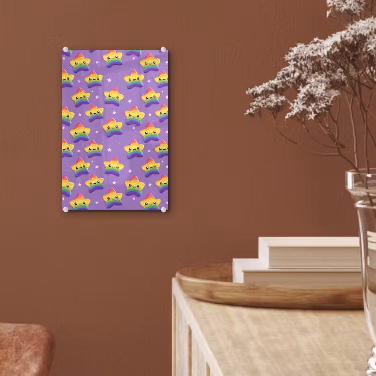 Glas schilderij - Sterren - Regenboog - Paars — 6