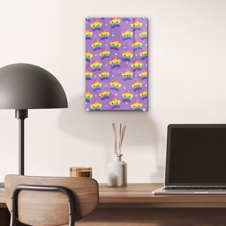 Glas schilderij - Sterren - Regenboog - Paars — 7