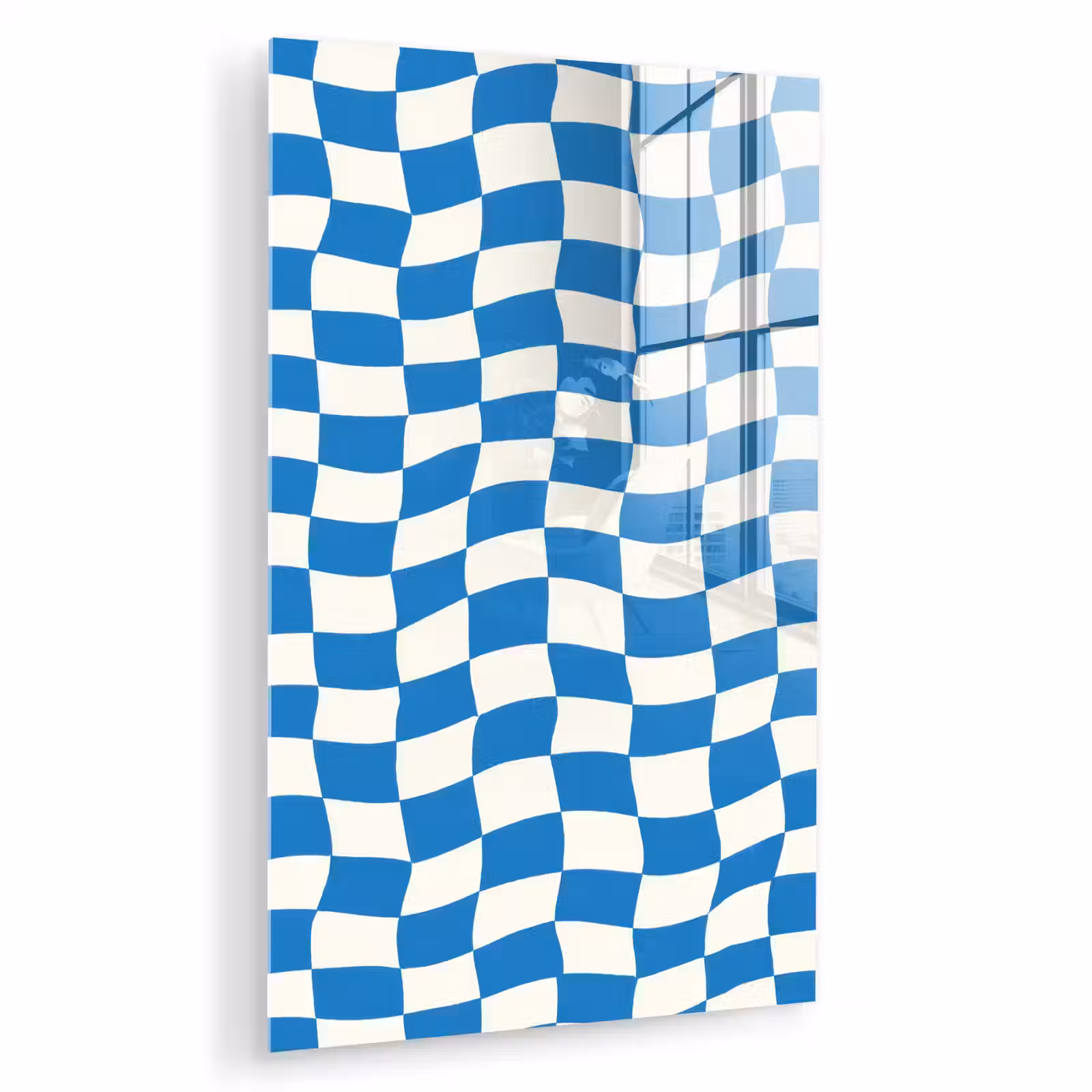 Glas schilderij - Golvend - Patroon - Blauw — 1