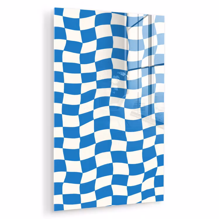 Glas schilderij - Golvend - Patroon - Blauw — 1