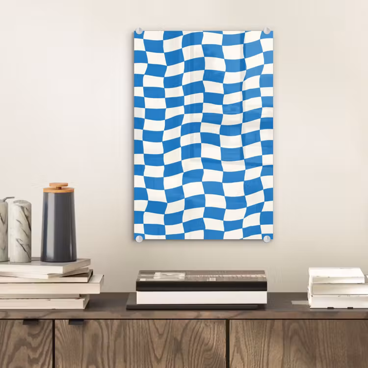 Glas schilderij - Golvend - Patroon - Blauw — 2