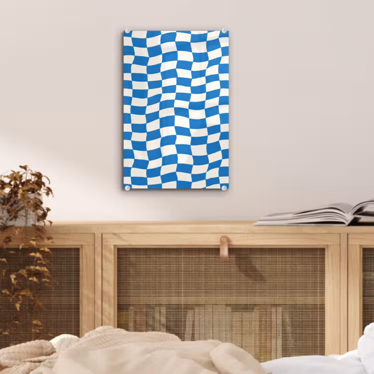 Glas schilderij - Golvend - Patroon - Blauw — 5