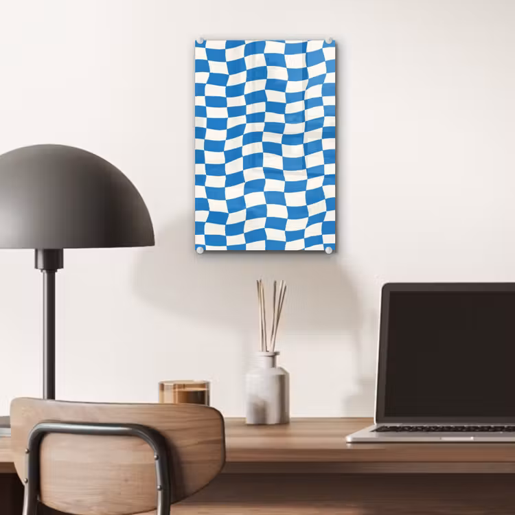 Glas schilderij - Golvend - Patroon - Blauw — 7