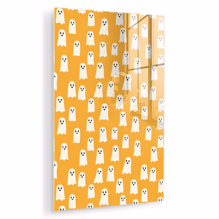 Glas schilderij - Halloween - Spookjes - Oker — 1