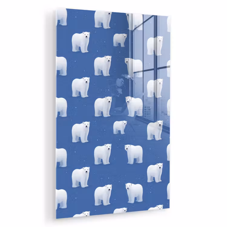 Glas schilderij - IJsbeer - Patroon - Blauw — 1