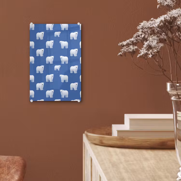 Glas schilderij - IJsbeer - Patroon - Blauw — 6