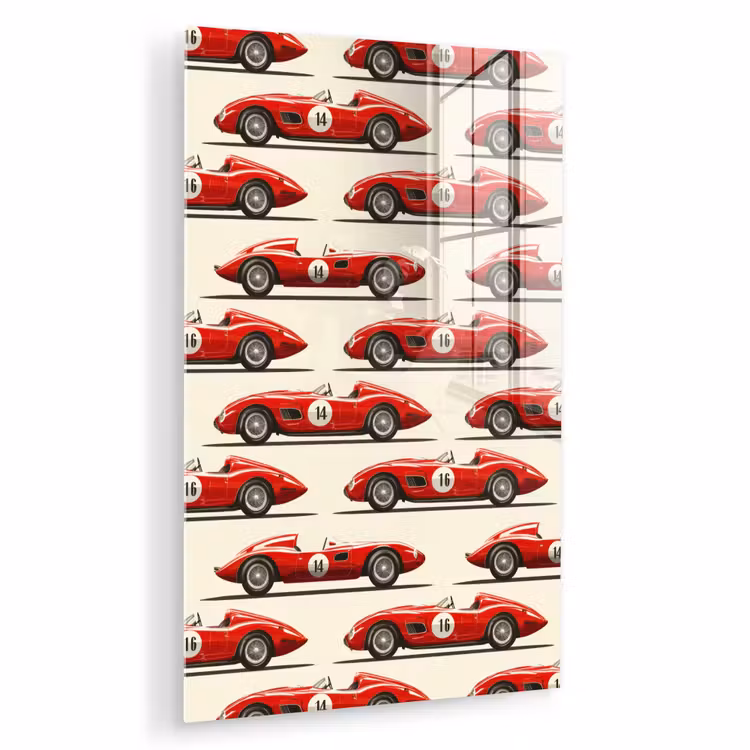 Glas schilderij - Raceauto - Retro - Rood — 1