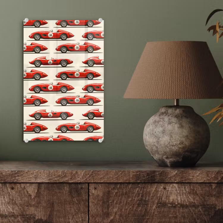 Glas schilderij - Raceauto - Retro - Rood — 4