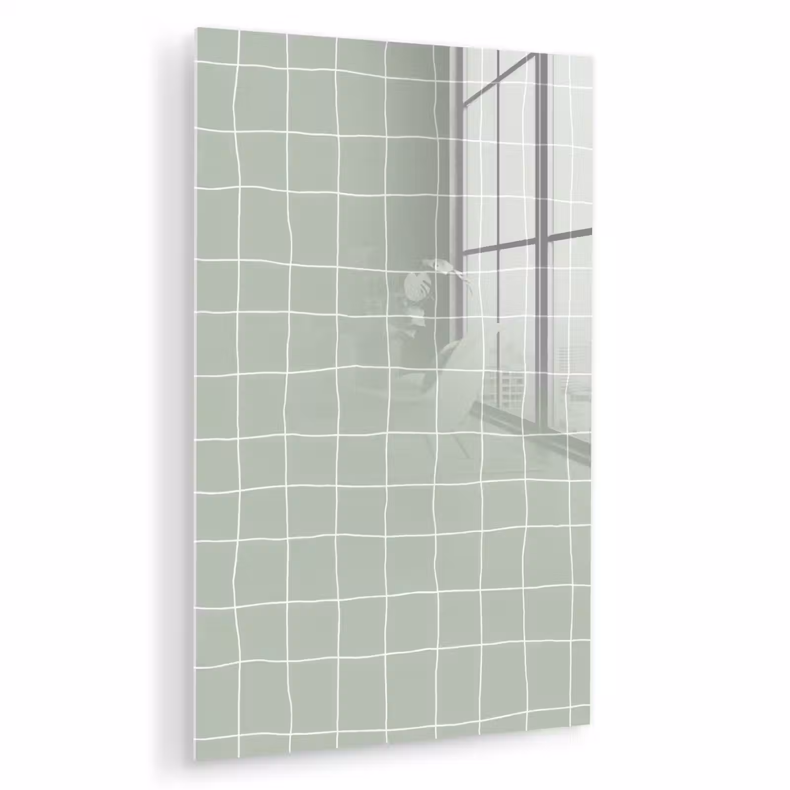 Glas schilderij - Ruitpatroon - Golvend - Groen — 1