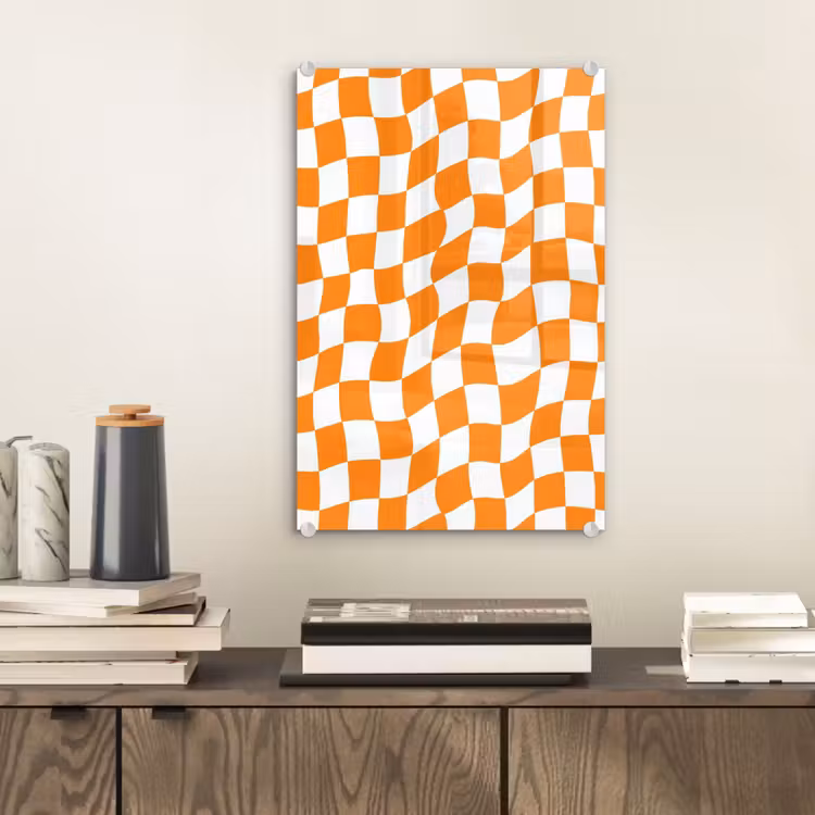 Glas schilderij - Golvend - Patroon - Oranje — 2